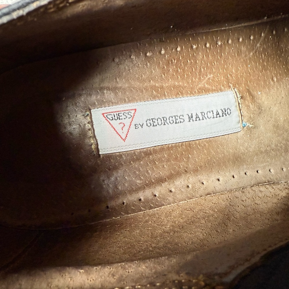 Guess Black & White Western Ankle Booties: 90s Leather Cutout Size 81/2B Cowgirl - Picture 2 of 8